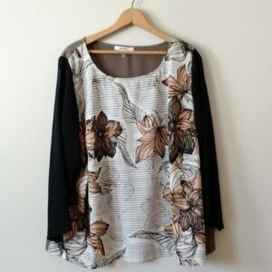 DKNY Floral Blouse Sz 2x